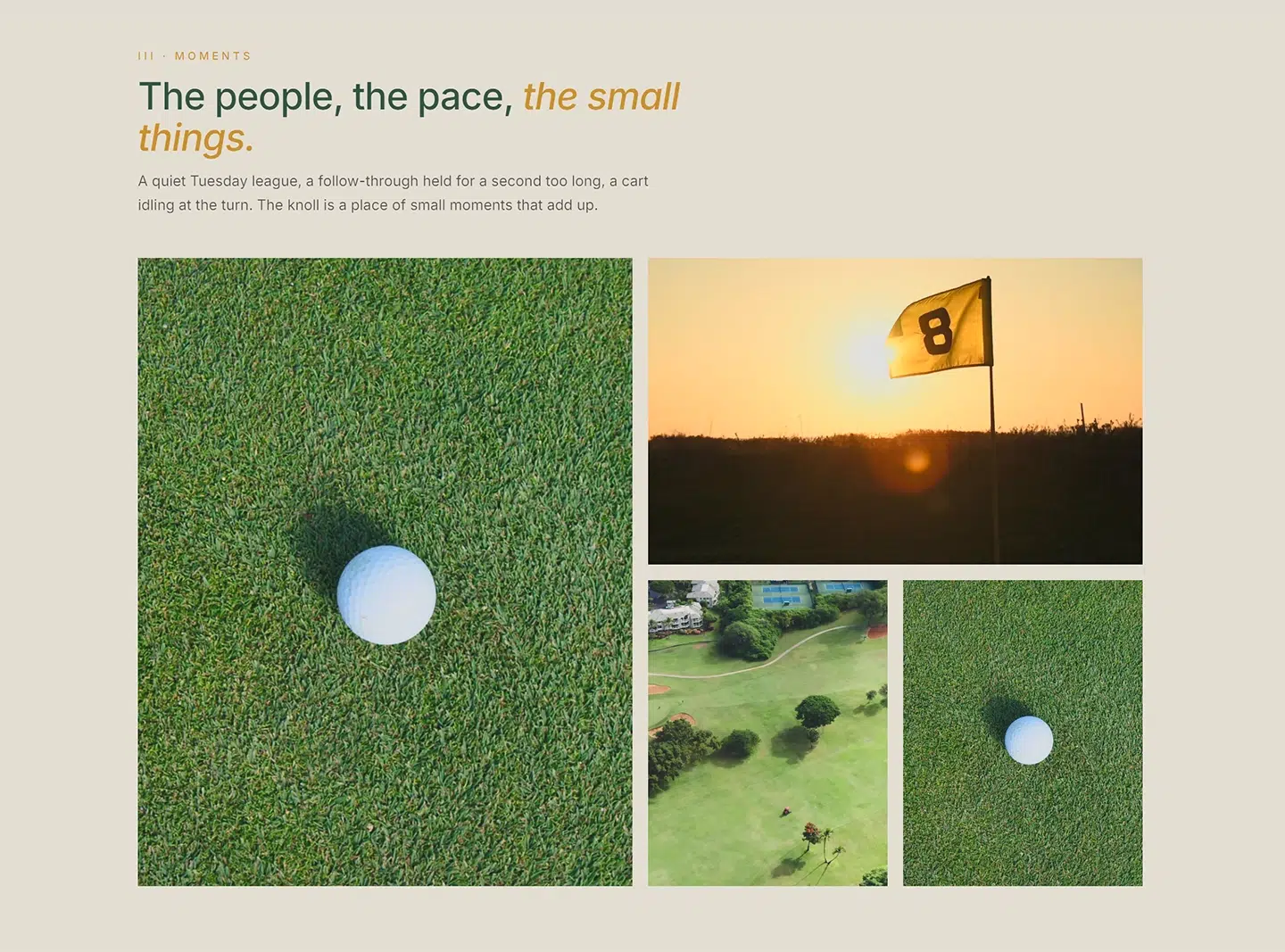 Natures Knoll website section, 'the people, the pace, the round'