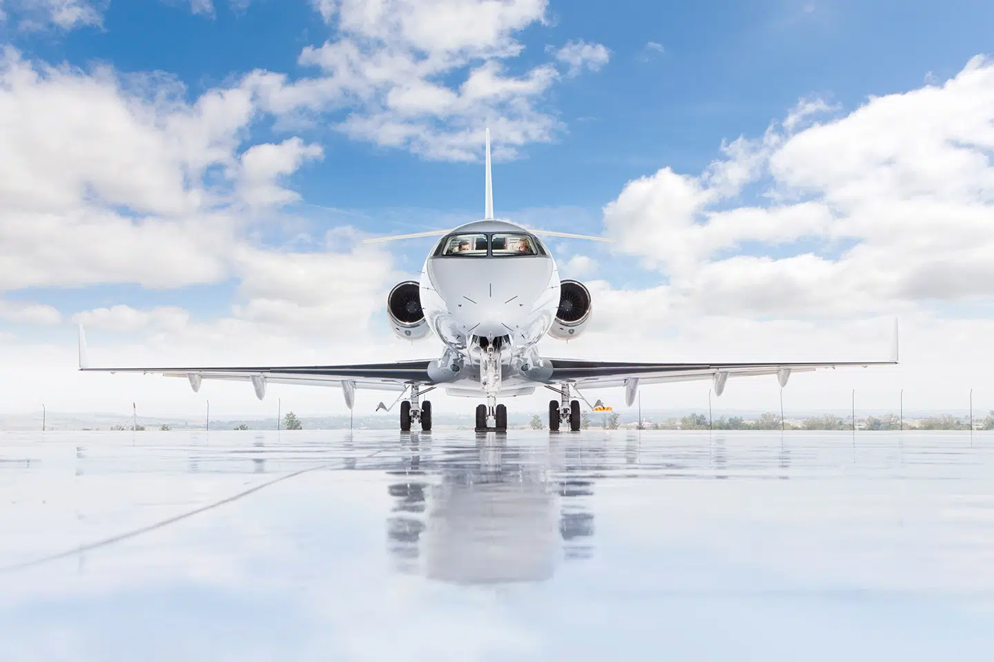 Avion private jet on the tarmac, front view