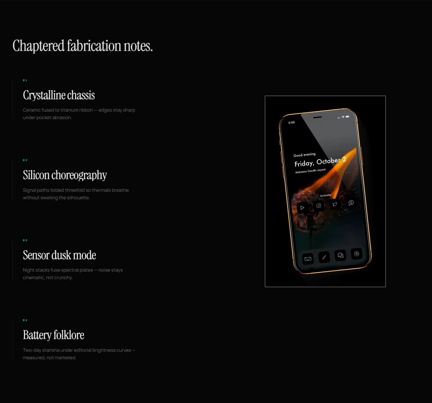 Nexus smartphone product page on a dark background