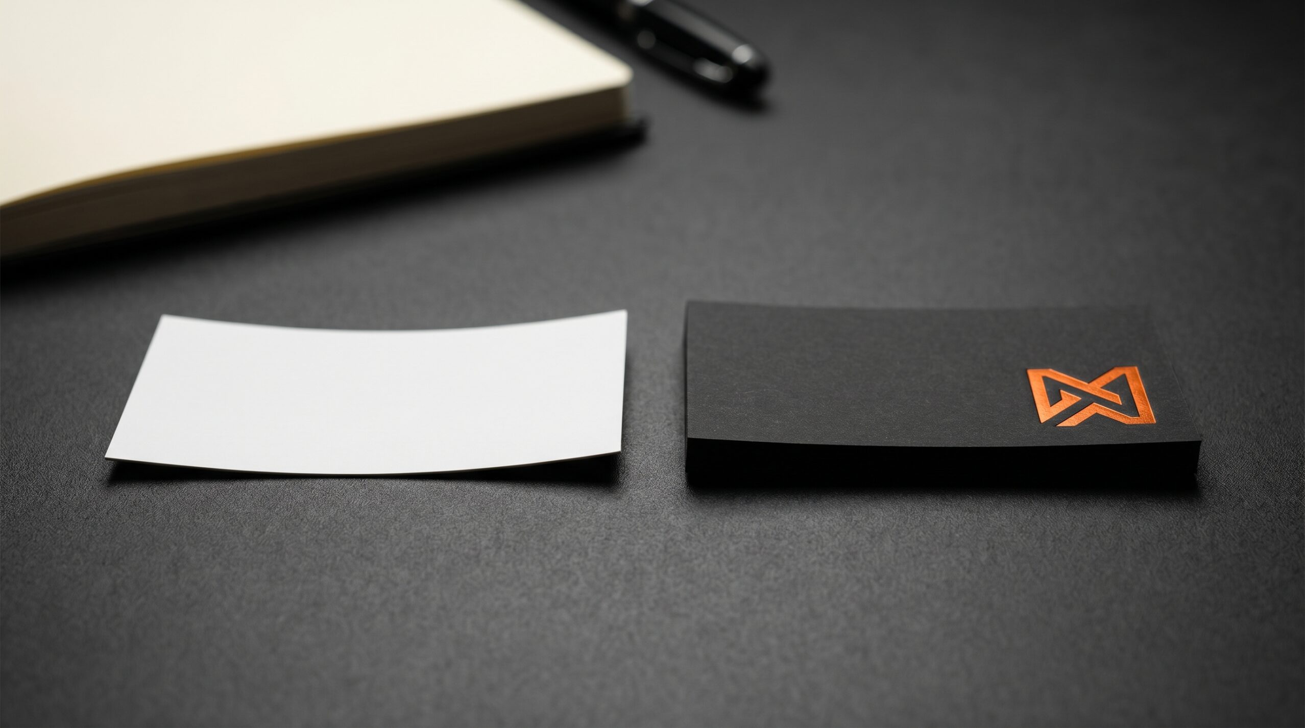 Two business cards contrasting cheap generic logo design vs premium professional branding