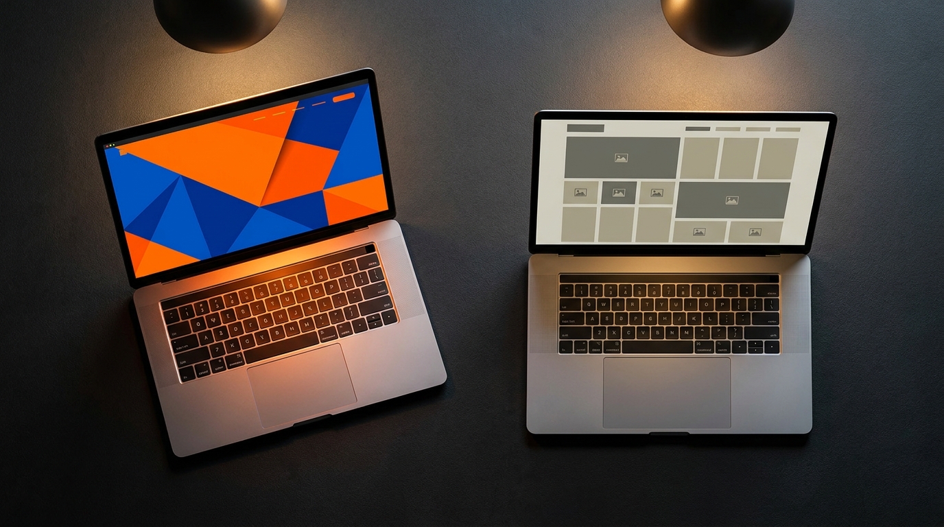 Custom website design vs website template comparison side by side